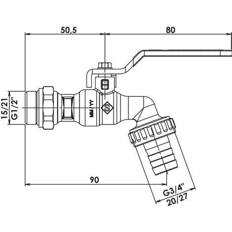 Robinet de puisage orientable à sphère Poignée plate Mâle 1 2