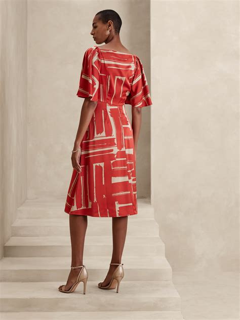 Flutter Sleeve Knee Length Dress Banana Republic Factory