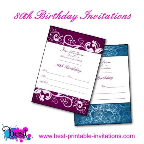 Printable 80th Birthday Invitations