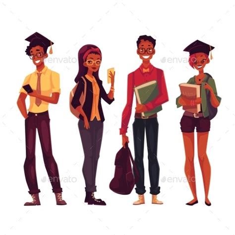 Group Of Full Height Black College University Students With Books And