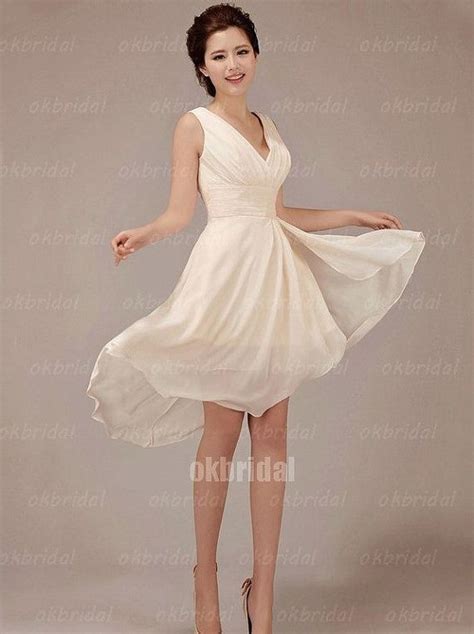 Short Champagne Wedding Dress Knee Length Dress By Okbridal On Etsy