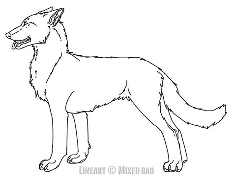 Transparent Wolf Lineart Base Sketch Coloring Page