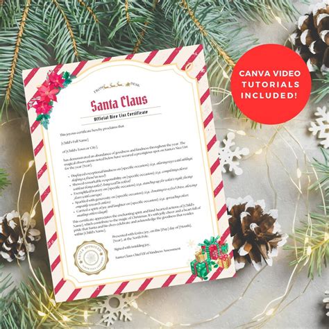 Editable Letter From Santa Claus Nice List Certificate North Pole Mail Printable Christmas