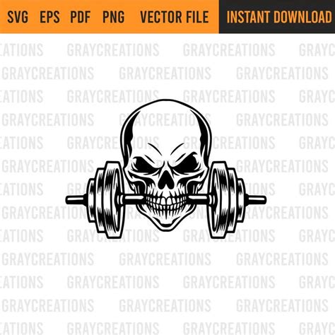 Skull Dumbbells Svg Skull Fitness Svg Barbells Svg Fitness Gym Skull Dumbbells Clip Art