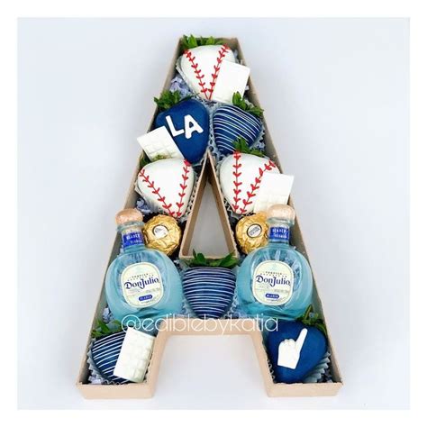 Edible By Katia 🦋 On Instagram “dodger Theme Letter Box ⚾️💙 • Chocolatecoveredstrawberries S