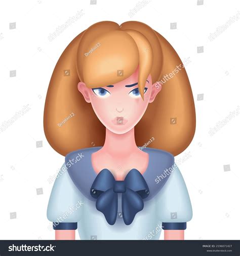 Portrait Female Character Anime Girl Blonde เวกเตอรสตอก ปลอดคาลขสทธ