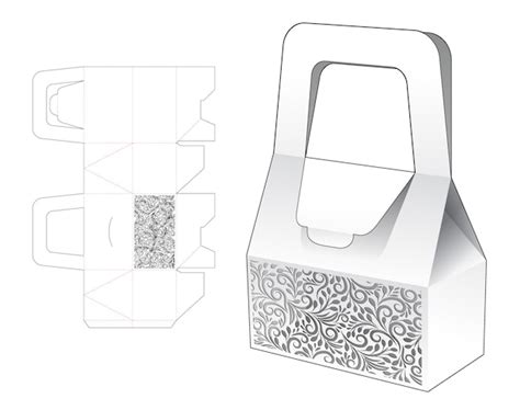 Empaque De Bolsa De Asa Con Plantilla Troquelada Estarcida Y Maqueta 3d