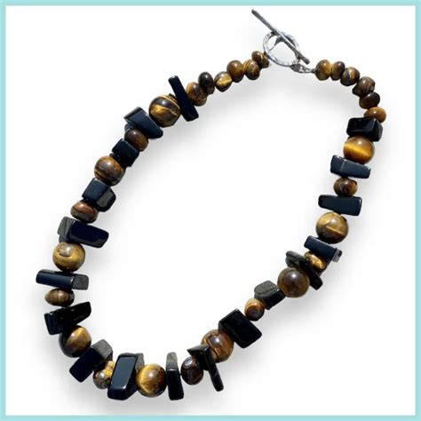 Black Onyx Tiger Eye Artisan Black Onyx Tiger Eye Choker Necklace