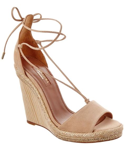 Aquazzura Alexa Suede Espadrille Wedge In Nude Modesens Espadrilles Wedges Suede