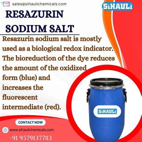 Resazurin Sodium Salt Manufacturers Suppliers Exporters From Vasai