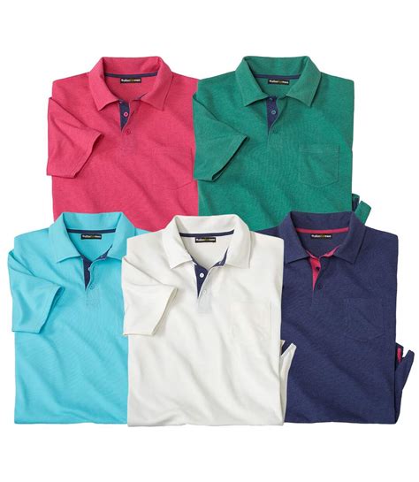 5er Pack Einfarbige Poloshirts Atlas For Men