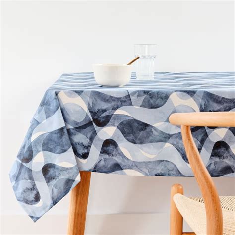 Nappe Anti Taches En Coton Motifs Maritime Bleu X Cm Sea Wall