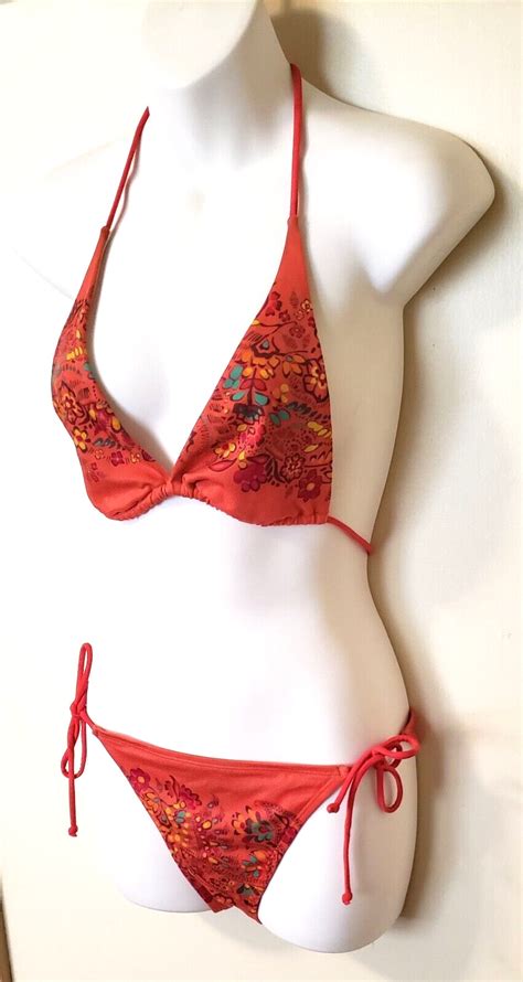 Vintage Victoria Secret Pc Triangle String Bikini S Gem