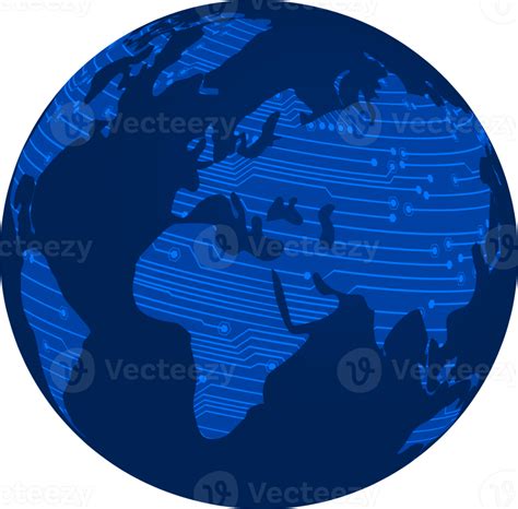 Blue Technology World Map Globe Cut Out Png