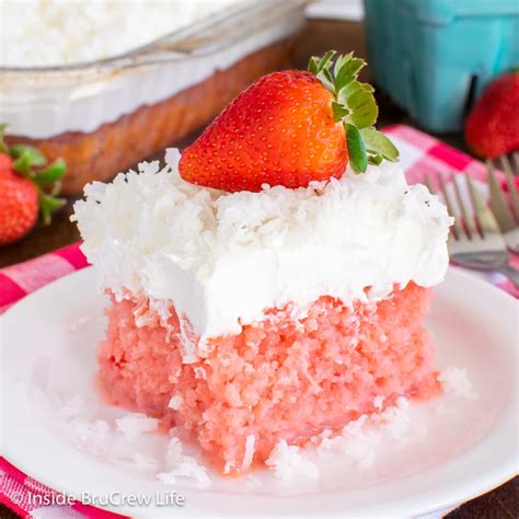 Strawberry Poke Cake With Sweetened Condensed Milk Inside Brucrew Life