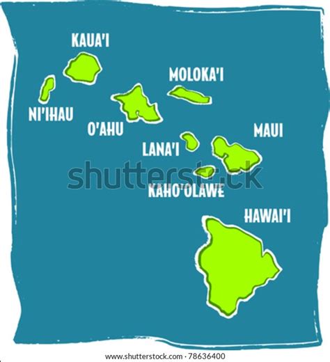 Retro Tropical Map Hawaiian Islands Chain Stock Vector (Royalty Free ...