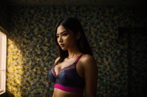 Premium AI Image Beautiful Brunette Woman With Sexy Body In Lingerie Posing Generative Ai