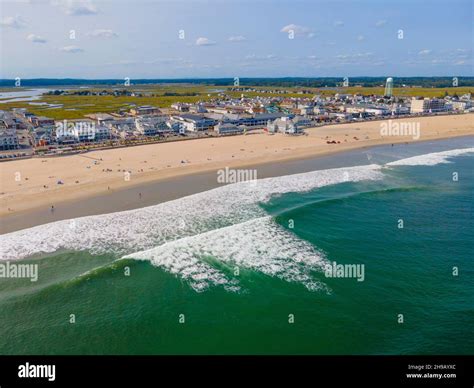 Hampton Beach Aerial View Including Historic Waterfront Buildings On Ocean Boulevard And Hampton