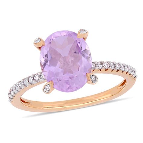 Oval Rose De France Amethyst And 110 Ct Tw Diamond Engagement Ring