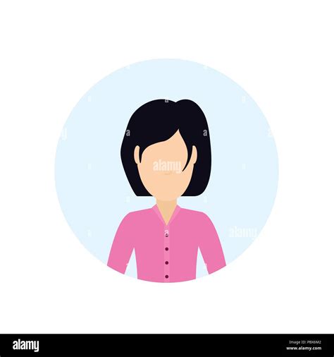 Brunette Woman Avatar Isolated Faceless Female Cartoon Character Portrait Flat Stock Vector