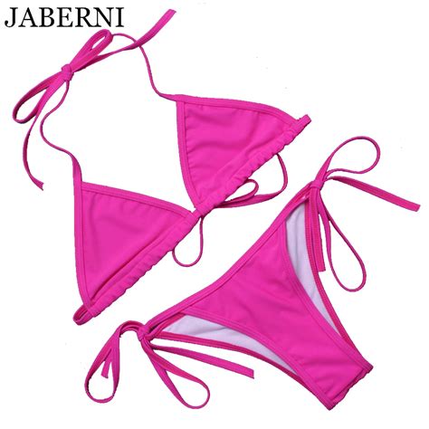 JABERNI Women Bikini Set Solid Swimwear Sexy Halter Top High Neck