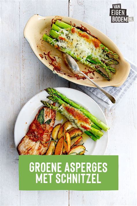 Geroosterde Groene Asperges Met Mozzarella En Saltimbocca Schnitzel