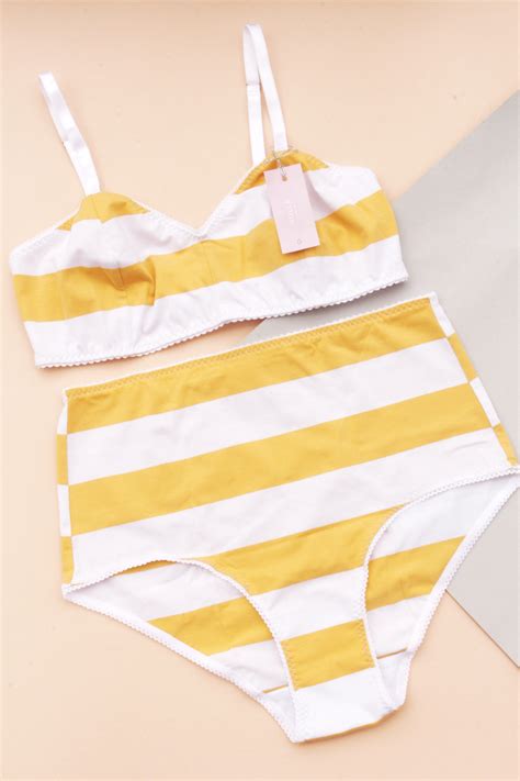 White And Yellow Cotton Lingerie Set Comfortable Organic Etsy