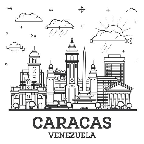 Umrisse Der Skyline Von Caracas Venezuela Mit Modernen Und Historischen