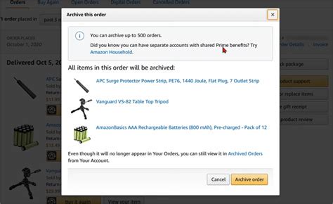 archive  hide  amazon orders  purchases