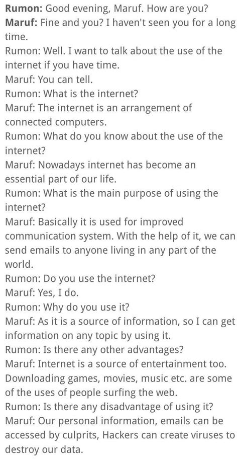 Write A Dialogue Between You And Your Friend On How To Use Internet For