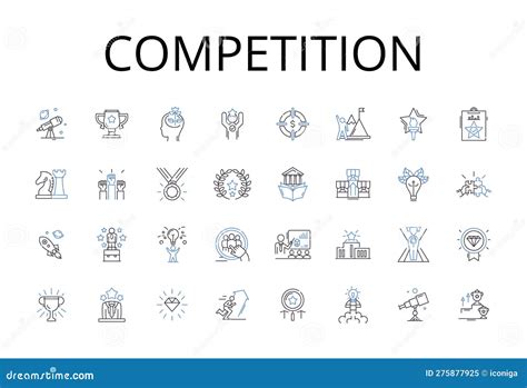 Competition Line Icons Collection Conflict Rivalry Contest Battle