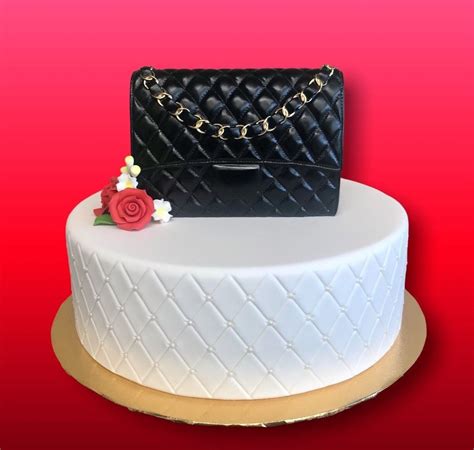 Elegant Cakery. Black & Gold Designer Handbag Cake Topper