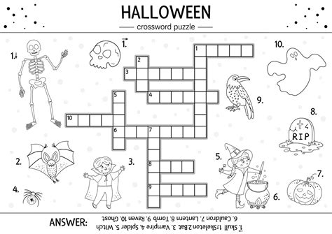 vecteur de mots croisés halloween noir et blanc pour les enfants un