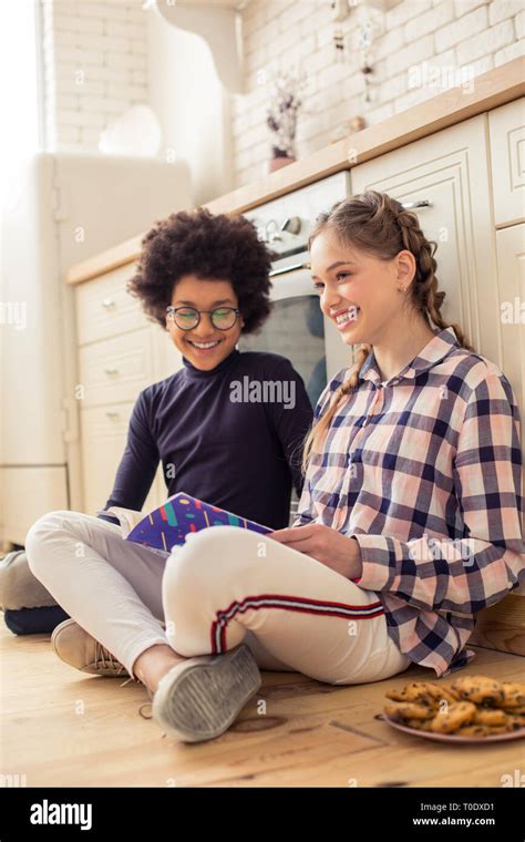 Amazing Blonde Teenager Having Rest After Studying Stock Photo Alamy