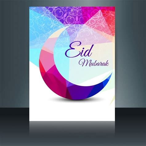 Free Vector Polygonal Moon Eid Mubarak Flyer