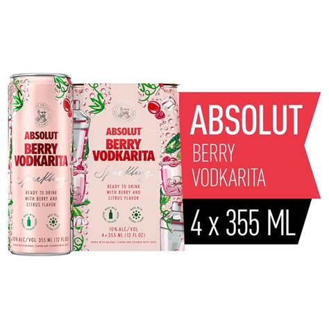 Absolut Berry Vodkarita Rtd 4 Pack 12 Fl Oz Delivery Or Pickup Near