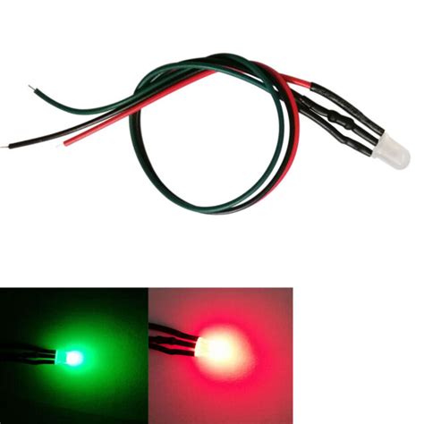 100pcs 12V 5mm Pre Wired Led 18cm 3pin Red Blue Red Green Double Color