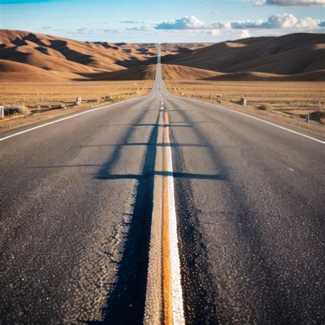 Premium AI Image | a long straight road and blue sky