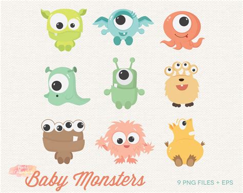 Cute Monster Clipart Monster Birthday Card Baby Monster ...