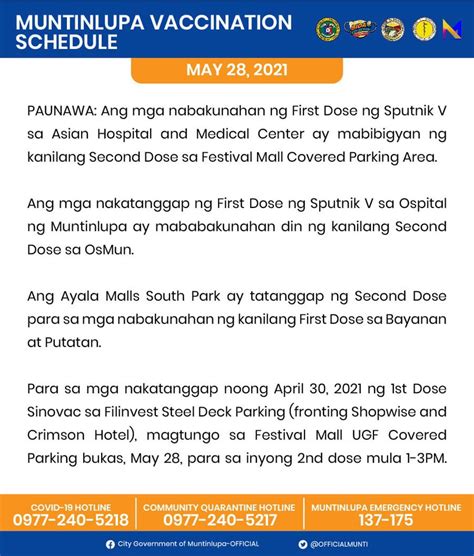 Official Muntinlupa On Twitter Vaccination Sa Munti Tingnan Ang