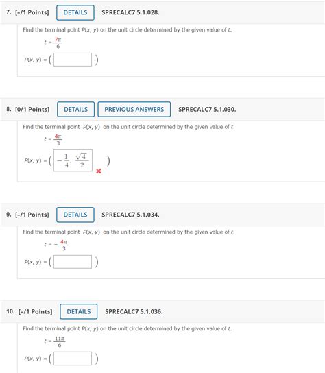 Solved 7. [-/1 Points] SPRECALC7 5.1.028. Find the terminal | Chegg.com