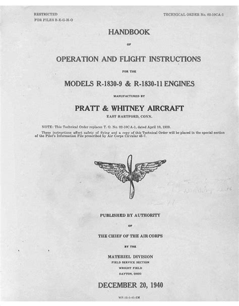 Pratt Whitney Models R R Engines Operation Flight