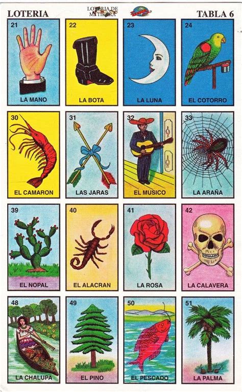 Mexican Loteria Cards The Complete Set Of 10 Tablas Image 5 Bingo Cards