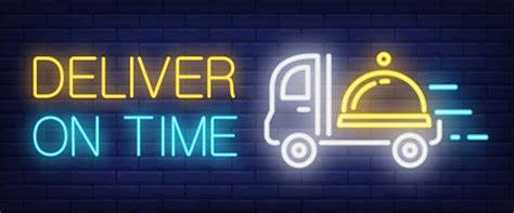 Free Vector Deliver On Time Sign In Neon Style