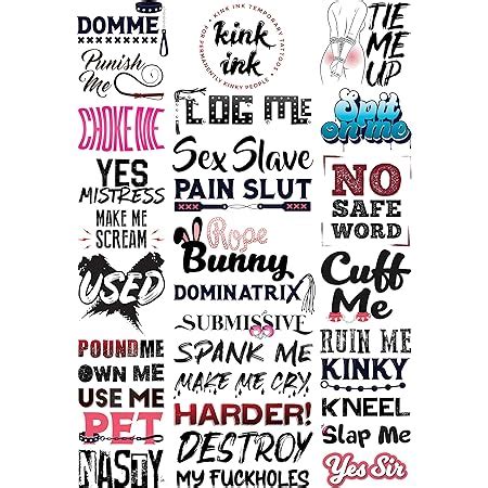 Amazon Kink Ink 114 X Hardcore Words And Phrases Gay Pride Temporary Tattoo Sexy Kinky