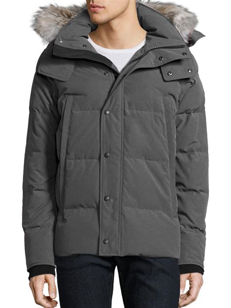 Canada Goose Wyndham Coyote Fur-trim Down Parka in Graphite (Gray) for