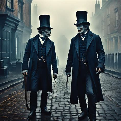 dr jekyll   hyde confronting     foggy streets
