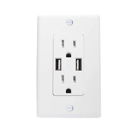 Anteer 4 2a 5v Dual Usb Outlet 15a 125v Tr Receptacle Smart High Speed Usb Charger Socket Tamper