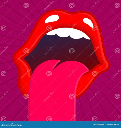 Screaming Mouth Sticking Out Tongue Illustration Stock Vector