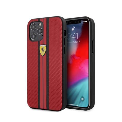 Coque Ferrari Carbone Rouge Pour Iphone 12 Pro Max